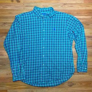 Vintage Ralph Lauren Mens Plaid Green Button Down Shirt - Size XL